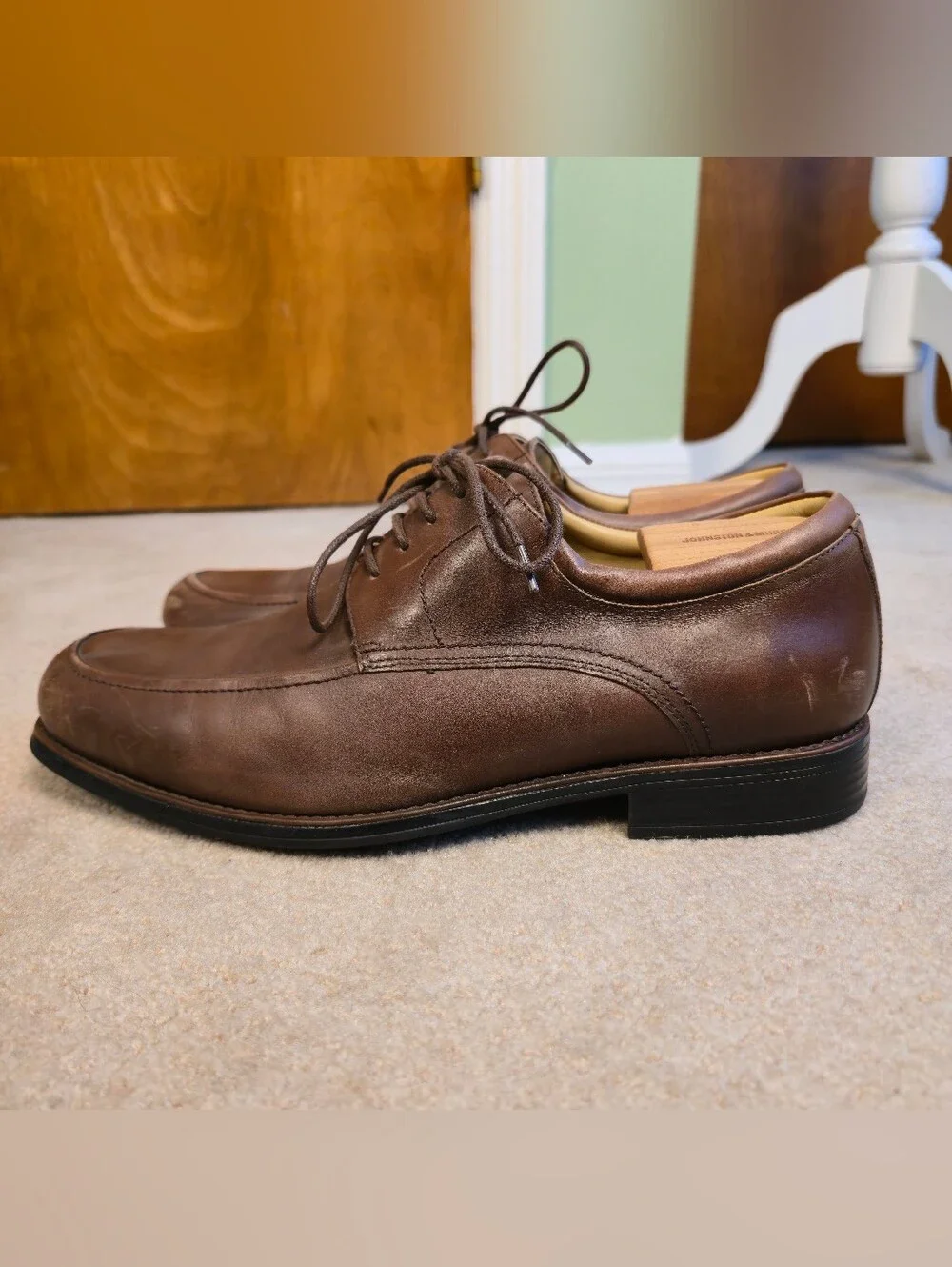Johnston & Murphy Size 11.5 Brown Sheepskin Leather Oxford Dress Shoes #20-7430